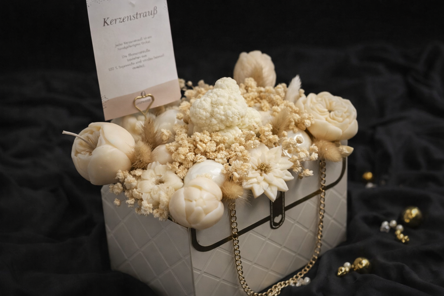 Duftende Sojawachs-Kerze mit Trockenblumen - Handgefertigt