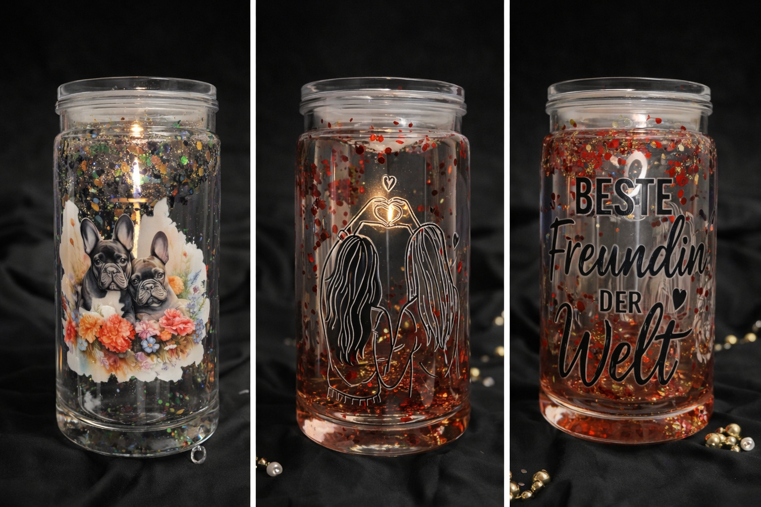 Trinkglas mit Bambusdeckel & Strohhalm - Unikat