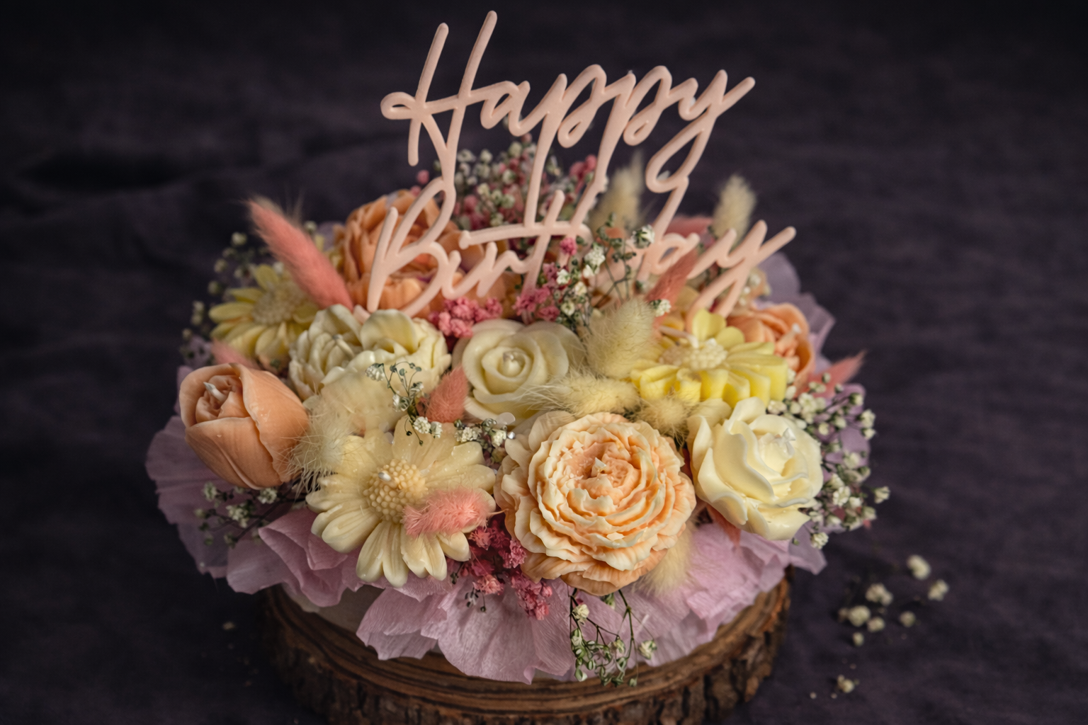 Geburtstags-Blumenstrauß aus Sojawachs-Kerzen