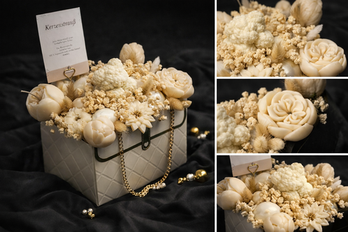 Duftende Sojawachs-Kerze mit Trockenblumen - Handgefertigt